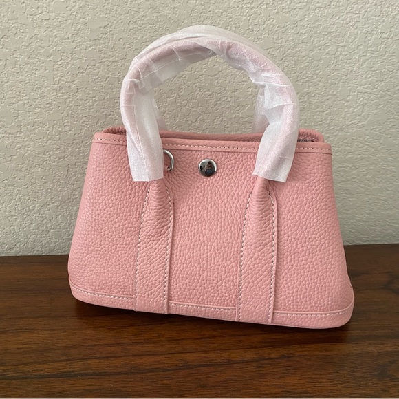 Confetti Light Pink 25 CM Togo Leather Satchel Tote Bag Wide Crossbody Strap C1 - Picture 2 of 9